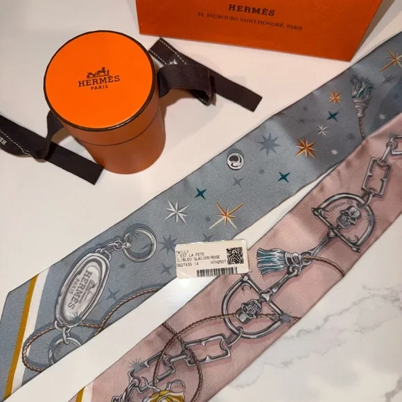 Hermes C'est la Fete Twilly in Pink & Blue Scarf - Picture 7 of 7